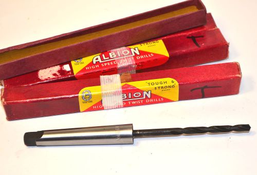 3 NOS ALBION England No. 1 MT Morse Taper Shank HSS 11/64&#034; Twist DRILL BITS