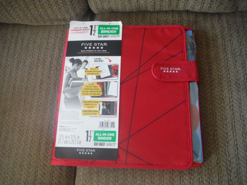 NEW w TAGS Five Star 1 1/2&#034; All in One Binder - 300 Sheet Capacity! Red