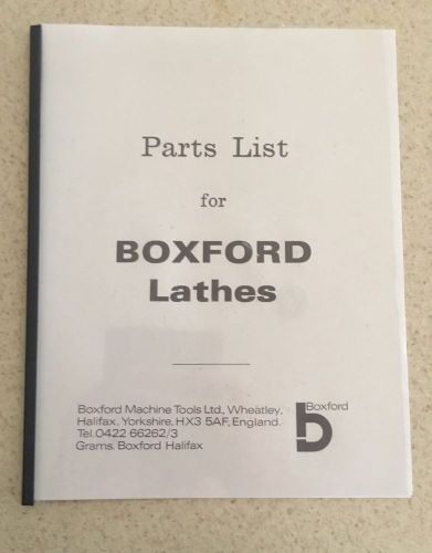 Hardbound Boxford Lathes Parts and Maintenance Manual