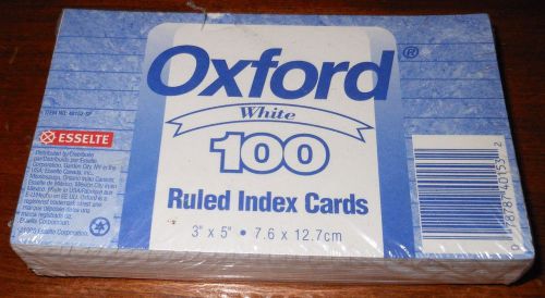 Pack Of 100 Oxford White 3&#034; x 5&#034; Ruled Index Cards-New