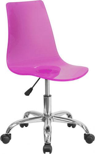 CONTEMPORARY TRANSPARENT HOT PINK ACRYLIC TASK CHAIR WITH CHROME BASE