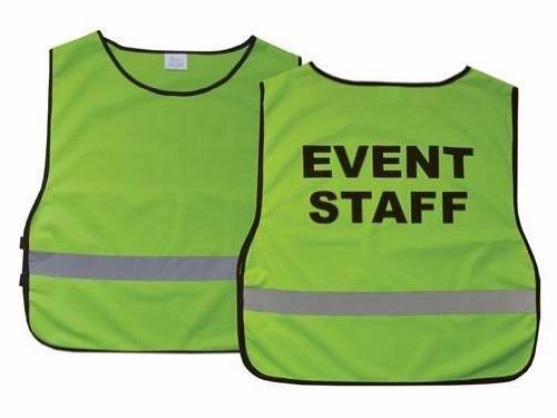 Swanson christian supply &#034;event staff&#034; lime green reflective safety vest for sale
