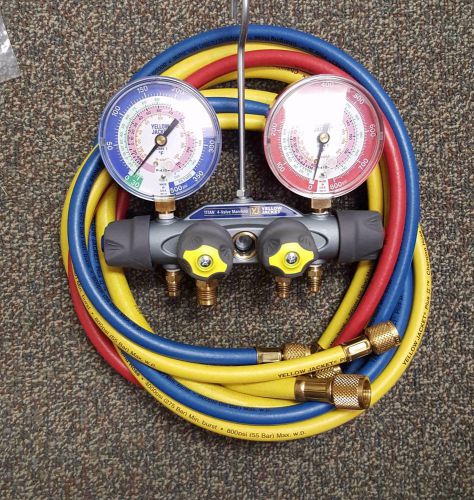 Yellow Jacket 49967 - TITAN Manifold, 3-1/8&#034; Gauges, w/Hoses, R22/404A/410A-USED