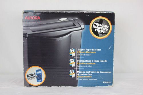 Aurora AS680SB 6 Strip Stripcut Paper Shredder with Waste Basket BRAND NEW