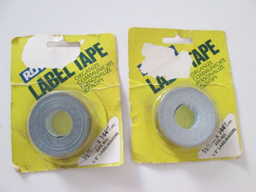 Lot of 2 ROTEX Embossing Tapes for Label Makers/Labelmakers - 1/2&#034; - Black