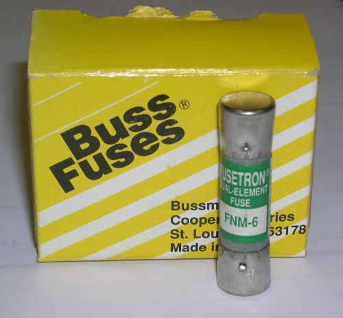BUSS, 6A TIME DELAY FUSES , FNM-6, PARTIAL BOX OF 5
