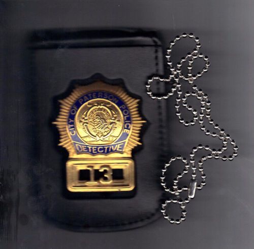 Paterson NJ Police Detective Style Badge Cut-out/ID Card Neck hanger with chain