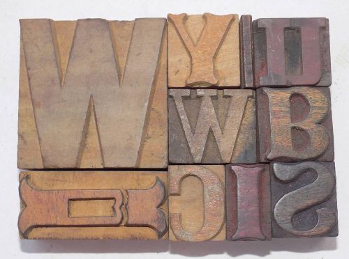 Letterpress Letter Wood Type Printers Block &#034;Lot Of 10&#034; Typography #bc-1217
