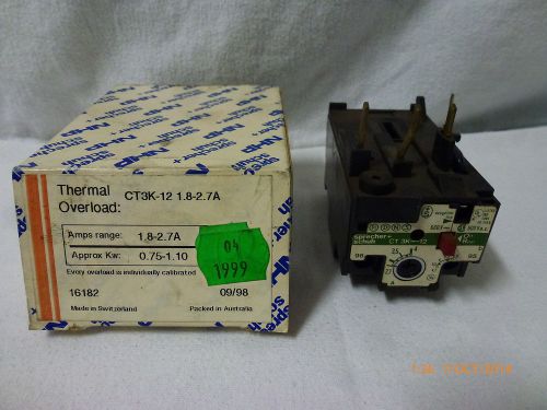 NHP Sprecher+Shuh CT3K-12 Thermal Overload 16182 660VAC 1.8-2.7A 0.75-1.10Kw New
