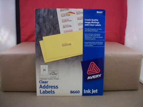 Avery 8660 Easy Peel Inkjet Mailing/Address Labels, 1&#034; x 2-5/8&#034;, 750/PK, - Clear