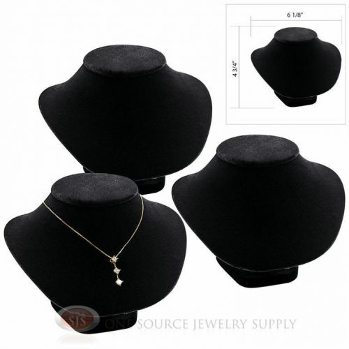 (3) 4 3/4&#034; pendant necklace black velvet neck form jewelry presentation displays for sale