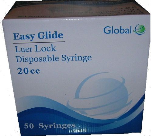 20CC GLOBAL SYRINGES ONLY WITH LUER LOCK 20ML 25 NEW STERILE without Needle