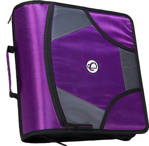 Case-it king sized zip tab 4-inch d-ring zipper binder with 5-tab file folder, p for sale