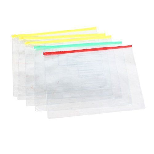 Uxcell Plastic Waterproof Pen A4 File Paper Zip Lock Bags Folders, 5-Piece, Clea
