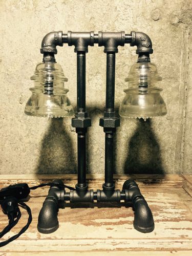 NEW~!! Steampunk Lamp, Light, Industrial Table Art, Vintage Glass Insulator