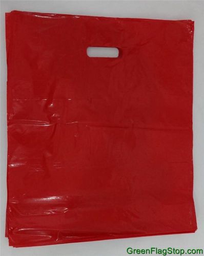 100 Qty. 15&#034; x 18&#034; x 4&#034; Red Glossy Low Density Merchandise Retail Shopping Bags