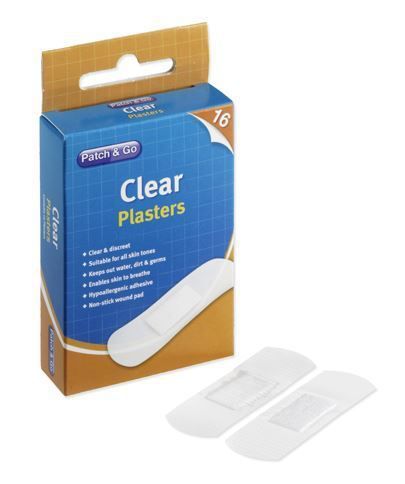 Patch &amp; Go Clear Plasters - Pack of 16 Assorted
