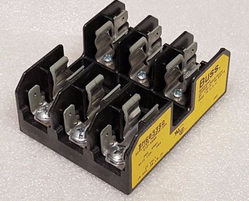 Qty 2, BUSSMANN Cartridge Fuse Holder 20 A, 3-POLE, Screw Terminal, BM6033SQ