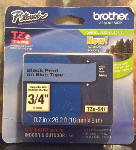 Brother 3/4&#034; Black Print on Blue Tape Regular Strength Adhesive 18 mm label ST41