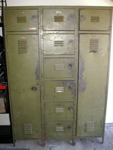 8 door lyon old metal gym locker room school business industrial steam punk rare for sale