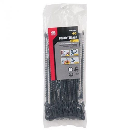 8&#034; Reusable Beaded Cable Tie, Black, Pack - 40 GB-Gardner Bender Cable Ties