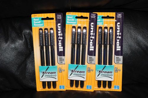 Uni-Ball Jet Stream 101 Rollerball Pens - 1 mm - 3 Pack OF 3 TOTAL 9 - Blue Ink