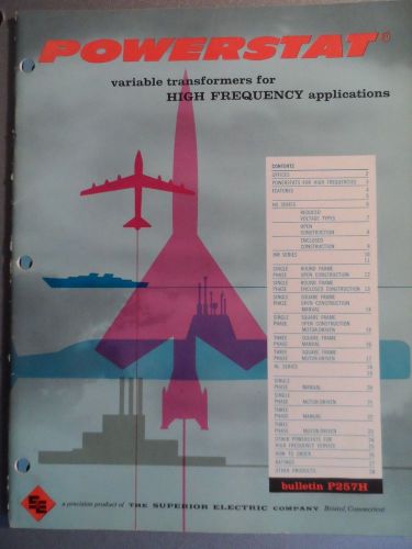 1957 Powerstat Variable Transformers High Frequency Apps Catalog Ratings Specs