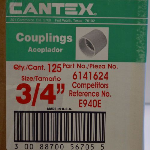 PACK OF 125 CANTEX 6141624 3/4&#034; PVC COUPLING GREY-COLOR