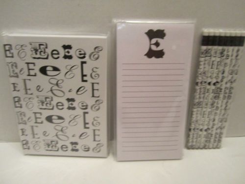 Journal Book Matching Pencils Magnetic list pad Set!! All have letter E ENGRAVE