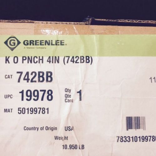 Greenlee 742BB 4&#034; Knock Out Punch. New