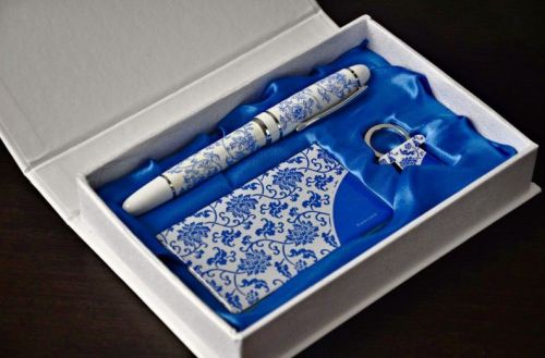 3 Piece (Pen/Card Holder/Key Chain) Underglaze Gift Box