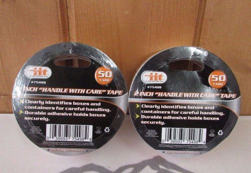 Packing Tape ~ Handle With Care ~ 50 Yards  ~ 2 Pack ~ New ~ Free Shipping