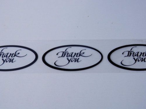 THANK YOU 1x2 oval Sticker Label black border and text on a clear bkgd 250/rl