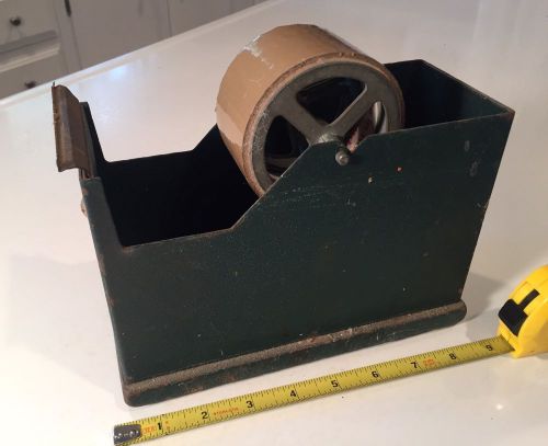 Vintage Heavy-Duty Industrial Weighted Tape Dispenser 2&#034;x3&#034; Rolls Weighs &gt; 9 Lbs