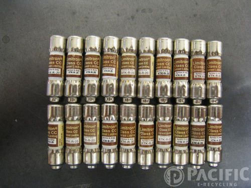 LOT OF 20 Bussmann KTK-R-20 Electrical Fuses 600VAC 20A Fast Acting Limitron