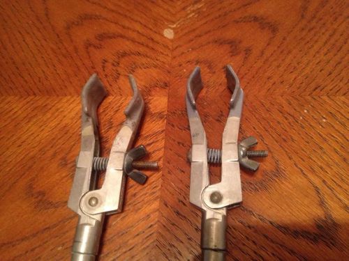 Lot Of 2 FISHER Cast Alloy Flask Holders (Very Sturdy!) Lab Equipment