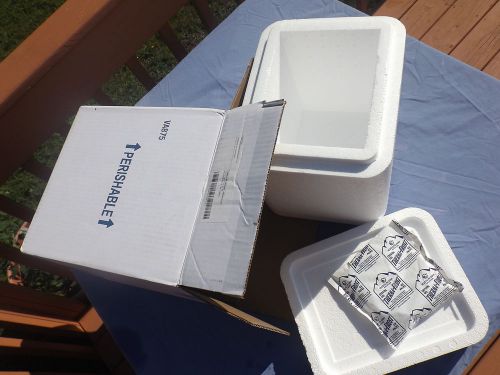 STYROFOAM INSULATED SHIPPING CONTAINER COOLER 9 X 11 X 12 W/ICE PACK EUC!