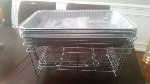 Lot of 5 Full Size Buffet Chafer Food Warmer Wire Frames Stands Racks with trays