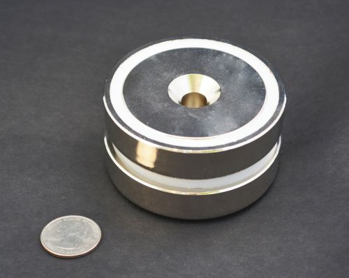 1 GIANT POT MAGNET 357lb/162lb PULL FORCE 3&#034; x 3/4 75x18mm N35 NICKEL COATED