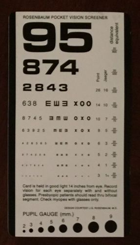 Snellen Pocket Eye Chart Gold Standard for Medical Practice