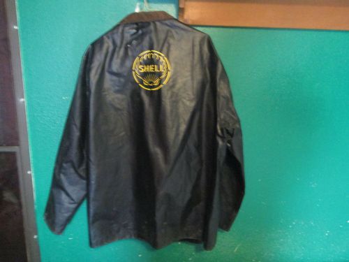 Vtg shell oil jacket &amp; bib overalls pvc men&#039;s medium union made textile label for sale