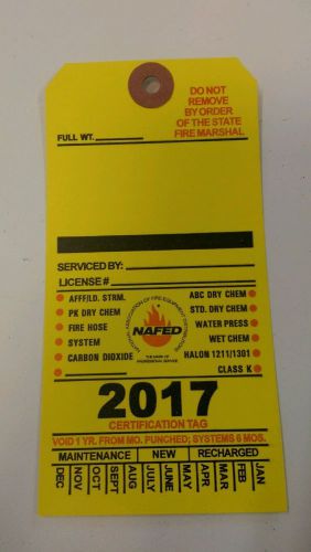 2017 yellow fire extinguisher inspection card tag office boat (100 pieces) for sale
