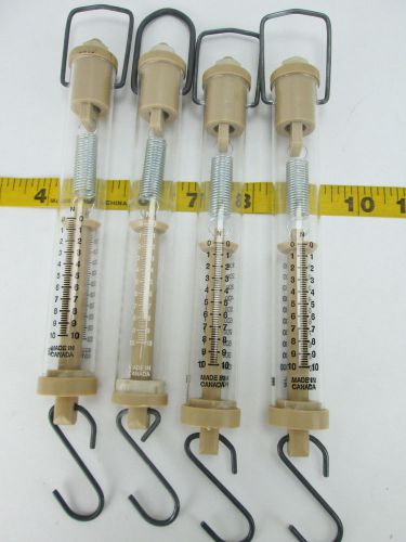 Lot of 4 tubular spring scale 10 newton 1000 gram brown hand held lab school t for sale