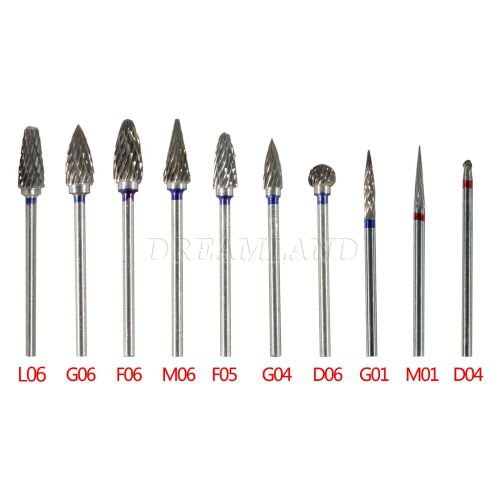 10 Dental Tungsten Carbide Burs 2.35mm Drill For Marathon Polishing handpiece X#
