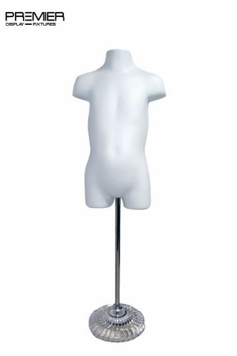 NEW CHILDREN&#039;S BODY FORM PLASTIC MANNEQUIN WITH ADJUSTABLE BASE WHITE