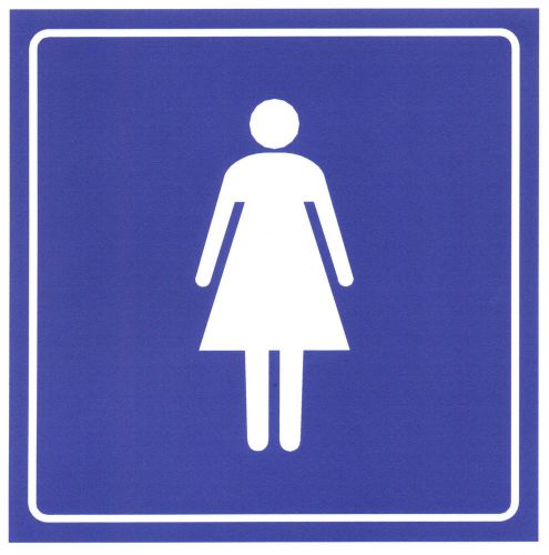 Women&#039;s Restroom Symbol Sticker 6&#034; by 6&#034; Blue Bathroom Sign