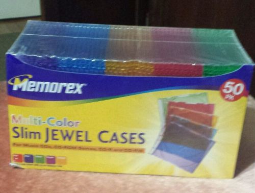 Case of 50 Memorex Slim Multi Color CD DVD jewel cases unopened sealed DEAL !!!