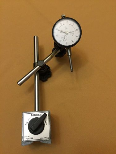 MITUTOYO 1&#034; DIAL INDICATOR No. 2416S WITH MAGNETIC BASE