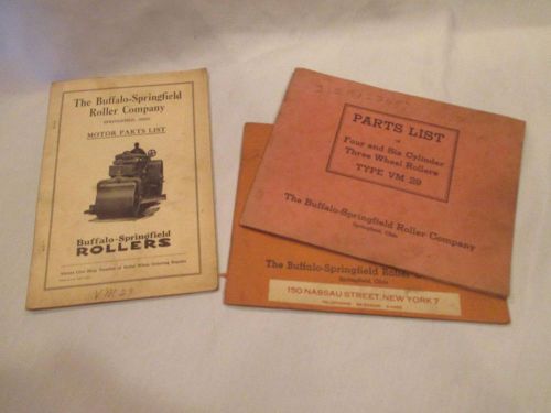 Vintage Buffalo-Springfield Roller Parts Lists - Lot of 3