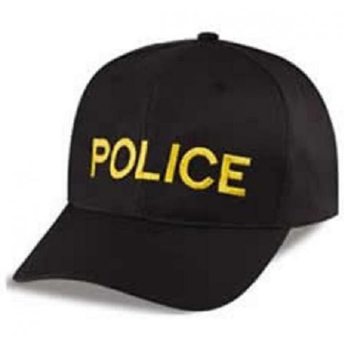 POLICE Gold Lettering Black Baseball Embroidered Brushed Cotton Hat Cap New